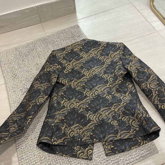 Vintage KENZO Paris Black & Gold Jacquard Brocade Blazer – EU 36 - Picture 8 of 8